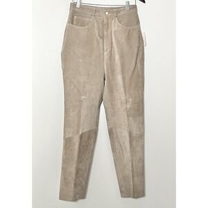 Vintage NWT Suede Jeans Women's 28 Tan Taupe Luxury Western 80s BritPop Boho Art